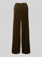 Spodnie damskie - Spodnie sztruksowe z szeroką nogawką z czystej bawełny - miniaturka - grafika 1