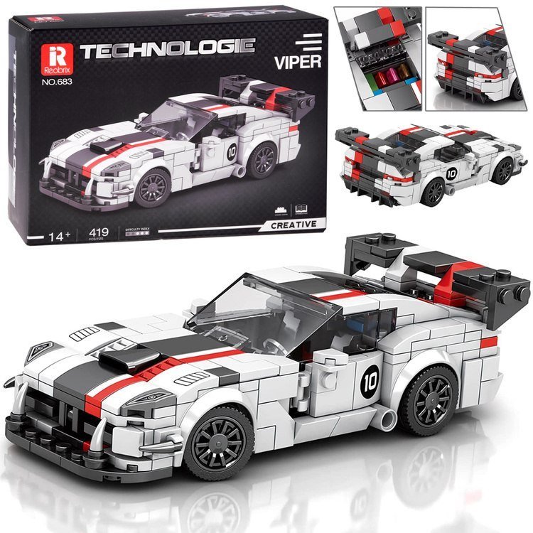 Klocki techniczne Supersportowe auto BIAŁY VIPER spojler 419-ele ZA5784 EDUKAMP