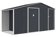Altany ogrodowe - Domek narzędziowy Bergen 407 x 194 cm Grey z drewutnią - miniaturka - grafika 1