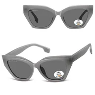 Okulary korekcyjne, oprawki, szkła - Damskie okulary przeciwsłoneczne kocie z polaryzacją MP55E szare - miniaturka - grafika 1