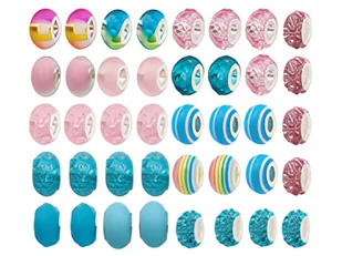 Zestaw Do Tworzenia Robienia Biżuterii, Bransoletek, Charmsy, Zawieszki, Koraliki NIEBIESKO-RÓŻOWY MIX + Etui - Masy plastyczne - miniaturka - grafika 5