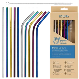 10x Metalowe Słomki Spinel Soda Rurki Wielorazowe Do Napojów Czyścik - Akcesoria i części AGD - miniaturka - grafika 2