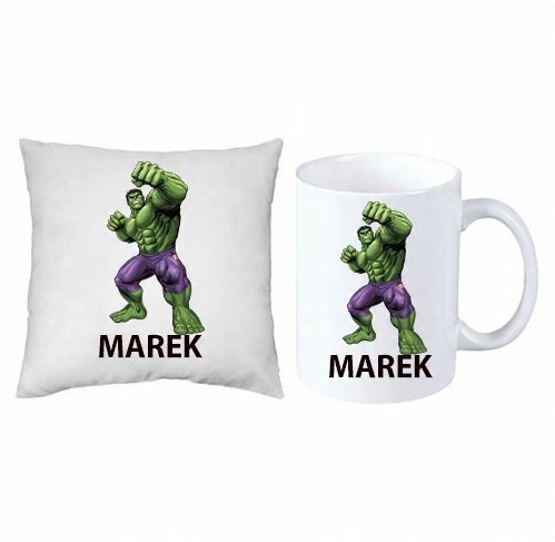 HULK AVENGERS Marvel ZESTAW PODUSZKA +KUBEK + IMIĘ