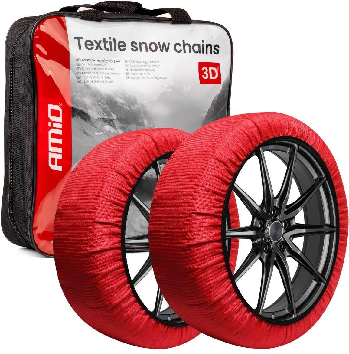 AMiO Łańcuchy śniegowe tekstylne 3D 2szt. rozmiar XXL EN16662-1 norm V5121 AMIO-04511