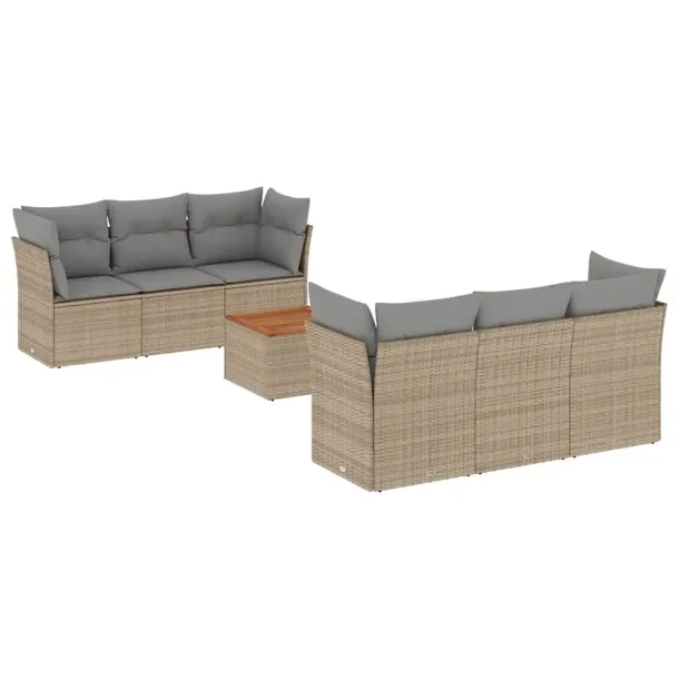 Zestaw wypoczynkowy rattanowy - 4s+2ś+b+10po+6pz, 62x62x69cm, beżowy