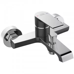LAVEO BAH 710D LARGO Bateria wannowa ścienna bez zestawu natryskowego Jednouchwytowa Sposób montażu: ścienny Głowica: 35 mm Wykończenie: czarne/chrom - Baterie wannowe i prysznicowe - miniaturka - grafika 1