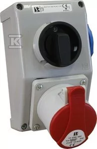 Zestaw instalacyjny IP44 z przełącznikiem zmiany kierunku obrotów L-0-P,32 A,3P+PE,dławnica M32 ZI22\R361 - Osprzęt siłowy - miniaturka - grafika 1