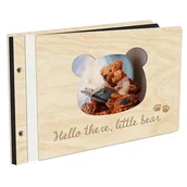 Albumy fotograficzne - Album Na Zdjęcia Dla Dziecka Miś Hello Thete Little Bear W Drewnianej Oprawie Z Czarnymi Kartami Z Grawerem - miniaturka - grafika 1