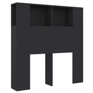 Lumarko Wezgłowie łóżka z półkami, czarne, 100x18,5x104,5 cm - Inne meble do sypialni - miniaturka - grafika 3
