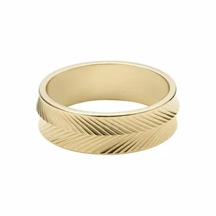 Fossil Pierścionek Damski Harlow Linear Texture Złoty Pasek ze Stali Szlachetnej, JF041187105 - Paski - miniaturka - grafika 1