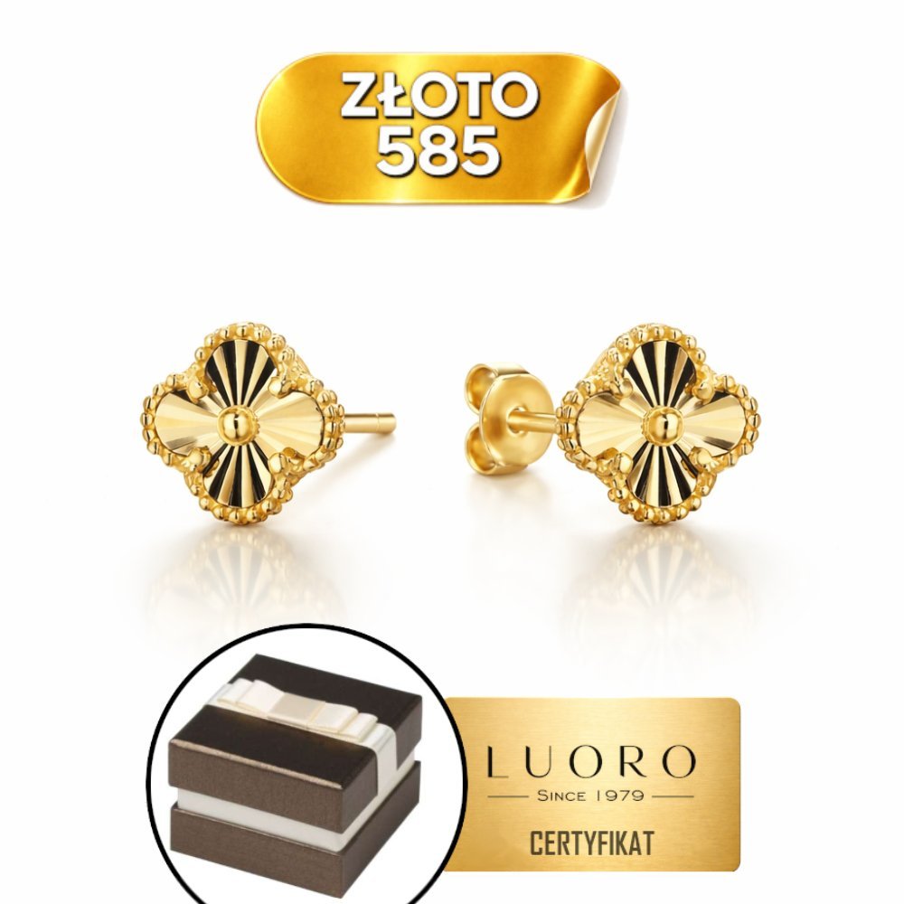 KOLCZYKI ZŁOTE 585 14K DIAMENTOWANA KONICZYNKA 6 MM SZTYFT ELEGANCKIE