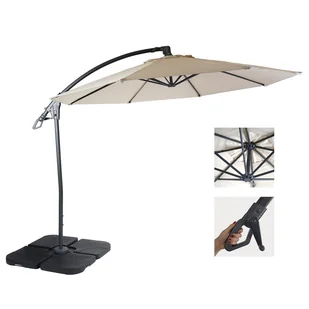 Parasol ogrodowy Deluxe HWC-D14, parasol przeciwsłoneczny, okrągły Ø 3 m poliester aluminium/stal 14 kg ~ kremowo-biały z podstawą - Parasole ogrodowe Parasol ogrodowy Deluxe HWC-D14, parasol przeciwsłoneczny, okrągły Ø 3 m poliester aluminium/stal 14 kg ~ kremowo-biały z podstawą - Parasole ogrodowe - miniaturka - grafika 1