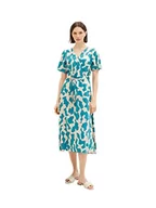 Sukienki - TOM TAILOR Sukienka damska ze wzorem i paskiem, 32146 - Petrol Big Abstract Design, 34 - miniaturka - grafika 1