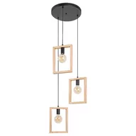 Lampy sufitowe - Rabalux Indigo 2293 lampa wisząca zwis 3x40W E27 czarna/drewniana - miniaturka - grafika 1