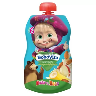Bobovita Mus Jabłko i Banan z napojem migdałowym 100g - Desery dla dzieci - miniaturka - grafika 1