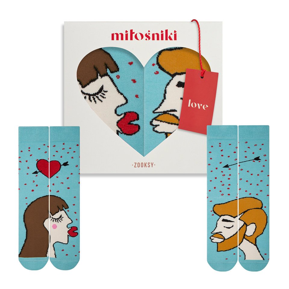 Skarpetki dla zakochanych (brunetka + ciemny blondyn) r.36-40 41-46 + pudełko