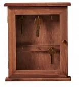 Szafki na klucze - wieszak na klucze szafka drewniana 6 haczyków, brązowa Wieszak drewno - miniaturka - grafika 1