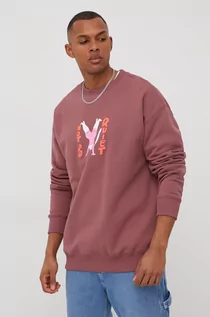 Bluzy męskie - Volcom bluza męska kolor fioletowy z nadrukiem - grafika 1