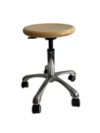 Fotele - Taboret obrotowy kuchenny siedzisko sosna na kółkach MELA Aluminium - miniaturka - grafika 1