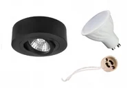 Lampy pozostałe - Oprawa H29 Natynkowa halogenowa TUBA RUCHOMA CZARNA + GU10 5W WW - miniaturka - grafika 1