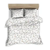 Pościel - Pościel z kory 200x220 biała morelowe bukieciki - miniaturka - grafika 1