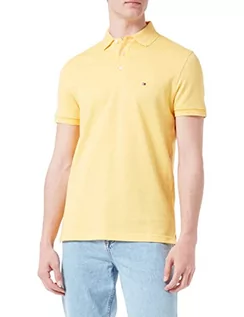 Koszulki męskie - Tommy Hilfiger Męska koszulka polo Mouline Tipped Slim, ciepły żółty, S - grafika 1