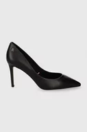 Czółenka - Tommy Hilfiger szpilki skórzane ESSENTIAL POINTED PUMP kolor czarny FW0FW07861 - miniaturka - grafika 1