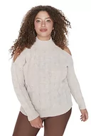 Bluzy damskie - Trendyol Bluza damska, BEŻOWY, XL - miniaturka - grafika 1