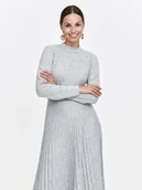 Sukienki - Szara sukienka maxi z plisowanym dołem - miniaturka - grafika 1