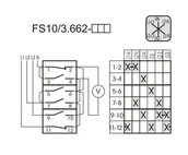 Inne akcesoria elektryczne - Spamel SP.INW. Łącznik krzywkowy sterowniczy 16A, 4-biegunowy L1N-L2N-L3N-L1L2-L2L3-L1L3 przełącznik pomiaru napięcia, D22 FS10-3.662\D22 - miniaturka - grafika 1
