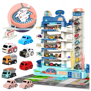 PARKING SAMOCHODOWY TOR ZJAZDOWY Z WINDĄ ELEKTRYCZNĄ GARAŻ PIĘTROWY + AUTKA - Zabawki konstrukcyjne - miniaturka - grafika 1