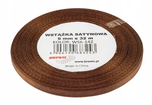 Brewis Wstążka dekoracyjna satynowa 6mm/32m brązowa 142 - Pasmanteria - miniaturka - grafika 1