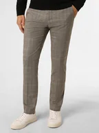 Spodnie męskie - Finshley & Harding London Męskie spodnie od garnituru modułowego Mężczyźni Slim Fit brązowy|zielony w kratkę, 44 - miniaturka - grafika 1