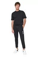 Spodenki męskie - TRENDYOL Męskie spodnie treningowe ze średnim stanem Straight Leg Slim Fit, czarny, M - miniaturka - grafika 1