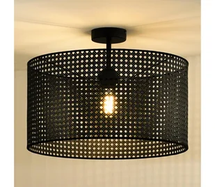 Duolla - Żyrandol natynkowy ROLLER RATTAN 1xE27/15W/230V śr. 45 cm czarny - Lampy sufitowe - miniaturka - grafika 1