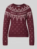 Swetry damskie - Sweter z dzianiny ze wzorem na całej powierzchni model ‘KERTI - miniaturka - grafika 1