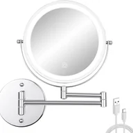Lusterka do makijażu - Lustro do makijażu montowane na ścianie, 8 cali, powiększające 1x/10x, dwustronne, do łazienki, z 3 kolorowymi światłami - miniaturka - grafika 1