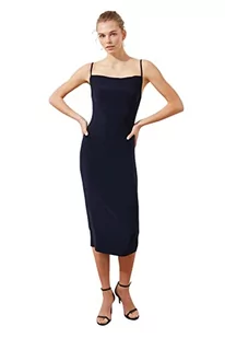 TRENDYOL Damska sukienka Midi Bodycon Slim Fit dziergana, granatowy, L - Sukienki - miniaturka - grafika 1