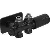 Zawory i kraniki - Mexen G05 zestaw termostatyczny kątowy/prosty z maskownicą S, Duplex, DN50, czarny - W908-958-910-70 - miniaturka - grafika 1