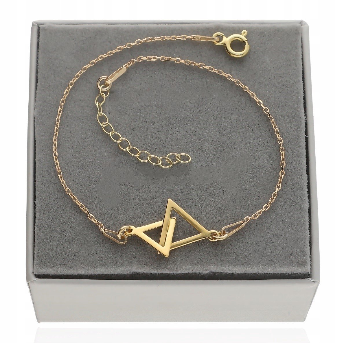 Bransoletka trójkąt trójkąty CELEBRYTKA srebro 925 pozłacane