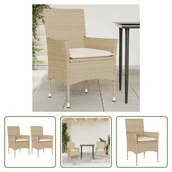 Fotele i krzesła ogrodowe - The Living Store Krzesła ogrodowe z poduszką 2 szt. Beżowy polirattan - miniaturka - grafika 1