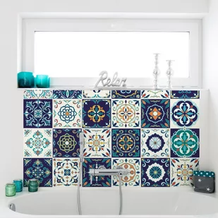Zestaw 30 naklejek Ambiance Tiles Azulejos Forli, 10x10 cm - Naklejki na ścianę - miniaturka - grafika 1