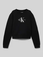 Swetry dla dziewczynek - Sweter z dzianiny z wyhaftowanym logo - miniaturka - grafika 1
