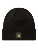 Czapki damskie - New Era Czapka New York Yankees Metallic Badge Black Cuff Knit Beanie 60424815 Czarny - miniaturka - grafika 1