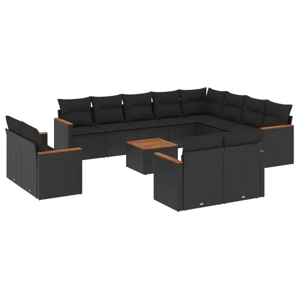 Zestaw mebli ogrodowych modułowych czarny rattan PE 62 x 62 x 69 cm