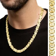 Łańcuszki - ZŁOTY ŁAŃCUSZEK 55cm MĘSKI SPLOT KRÓLEWSKI BIZANTYJSKI GRUBY 1cm SREBRO 925 - miniaturka - grafika 1