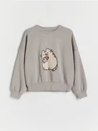 Bluzki dla dziewczynek - Reserved - Bluza dresowa Pusheen - jasnoszary - miniaturka - grafika 1