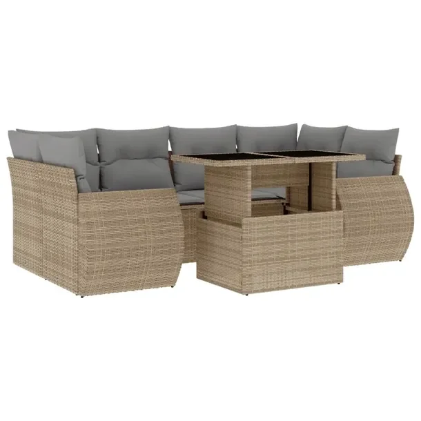 Zestaw mebli ogrodowych modułowych beżowy rattan PE, wymiary 100 x 55 x 4