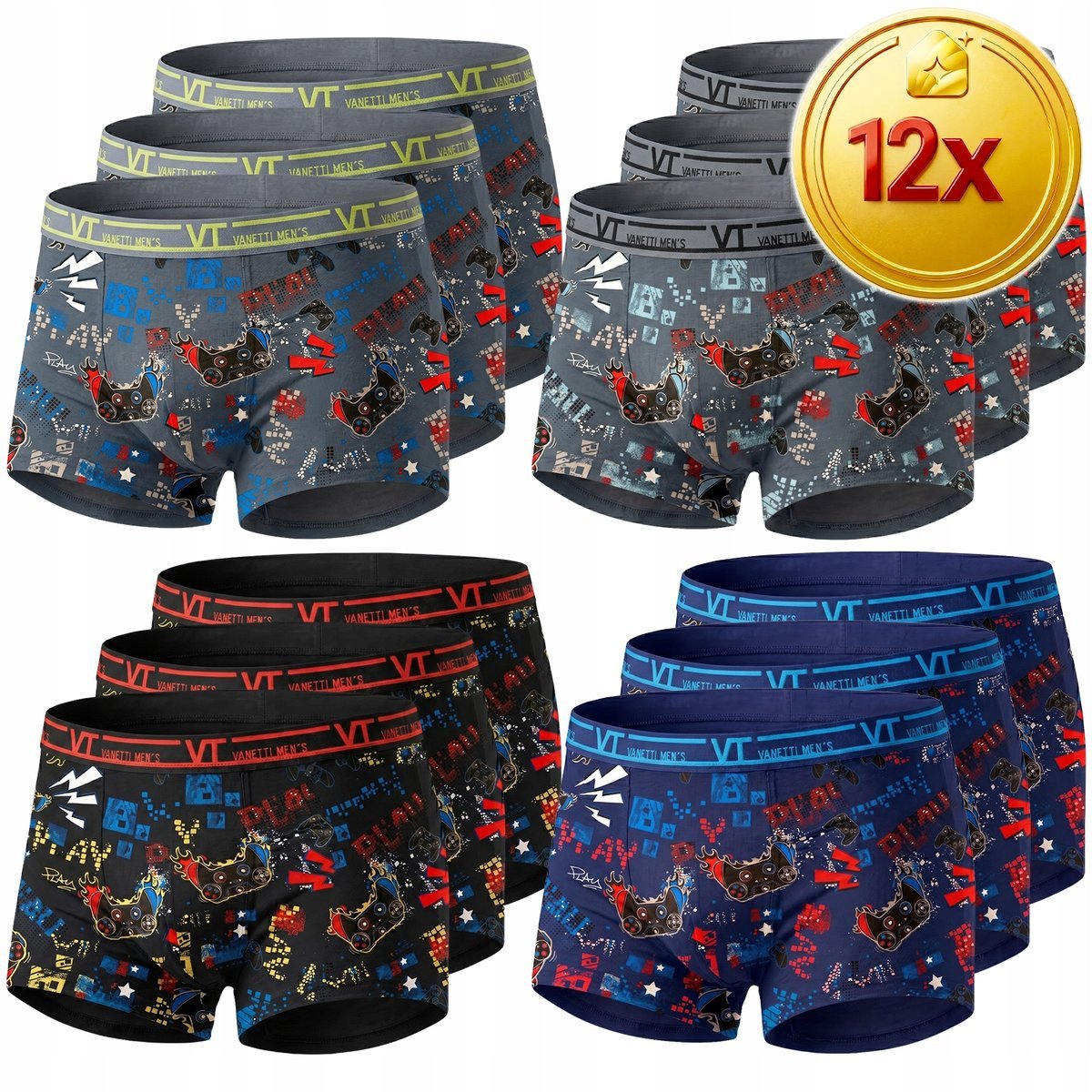12x BOKSERKI MĘSKIE PLAY 2XL