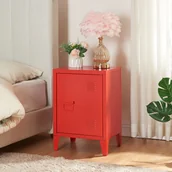 Szafki nocne - Szafka nocna 'Inari' z uchwytem do drzwi lewa stal 57 x 40 x 30 cm czerwona - miniaturka - grafika 1